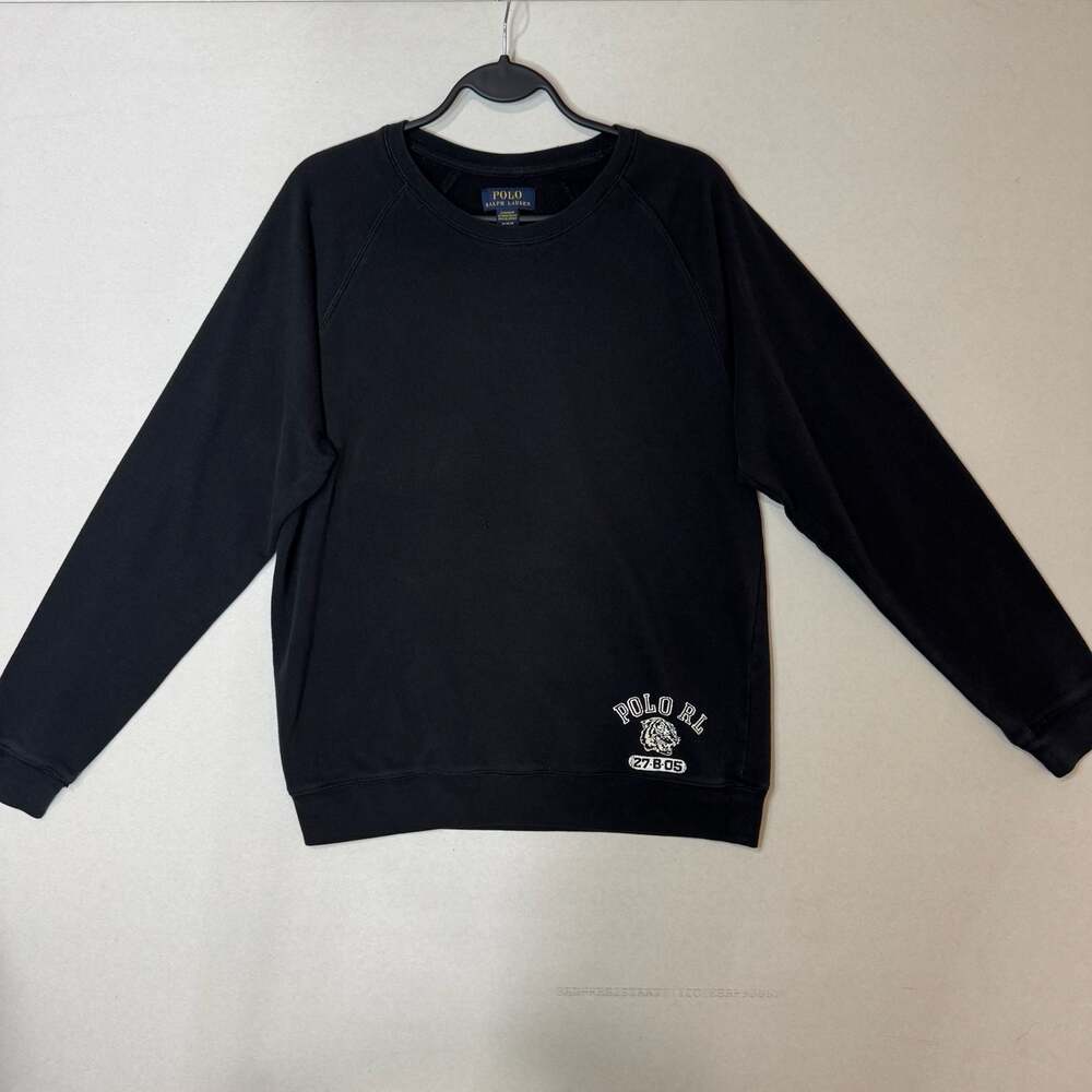 Polo Ralph Lauren Men's Medium Sleepwear Raglan Sweatshirt Black Tiger Graphic